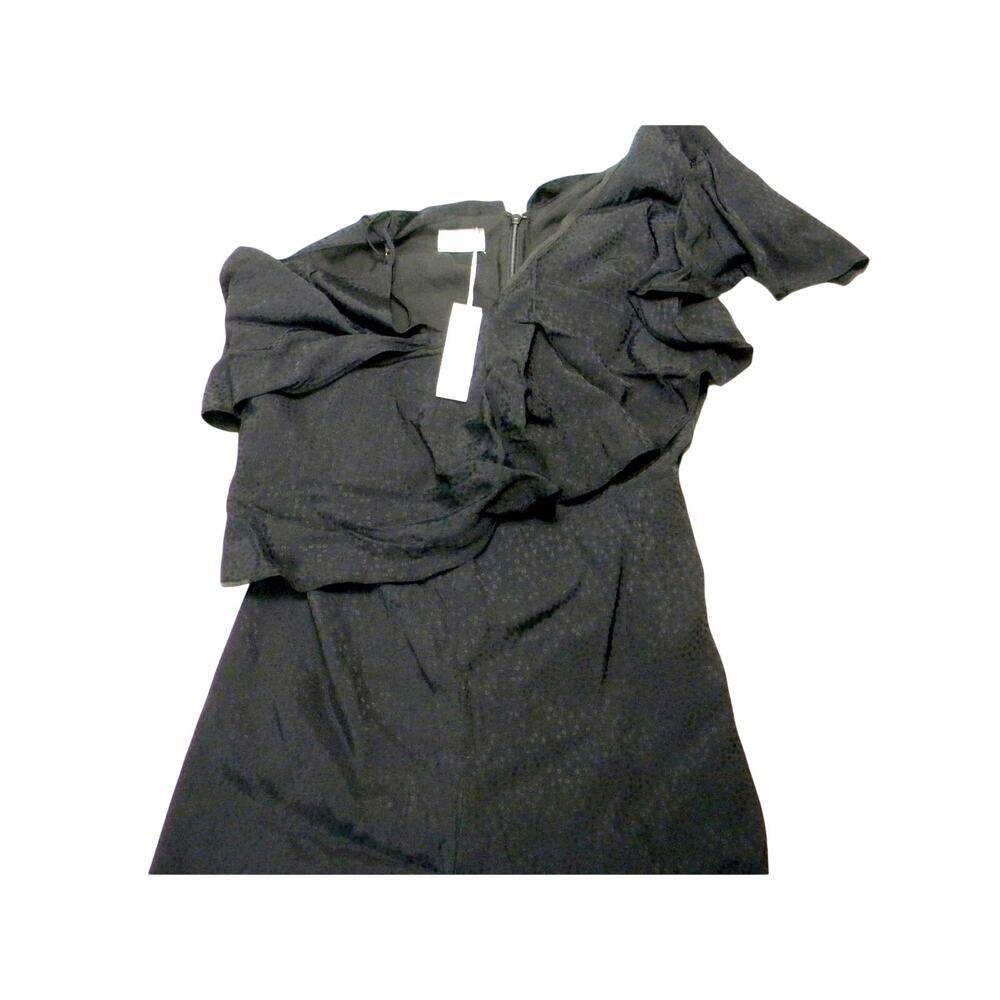 Gentle Fawn Nikitaโ Romper Black V-Neck Ruffle Swiss Dot One Shoulder Size Large